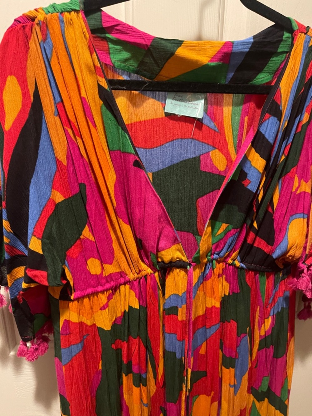 Vibrant Multicolor Floral V-Neck Women's Dress